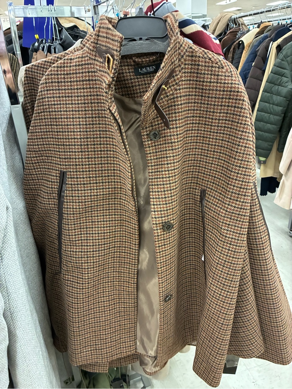 Lauren Ralph Lauren Woman’s Brown Houndstooth Wool Blend Jacket